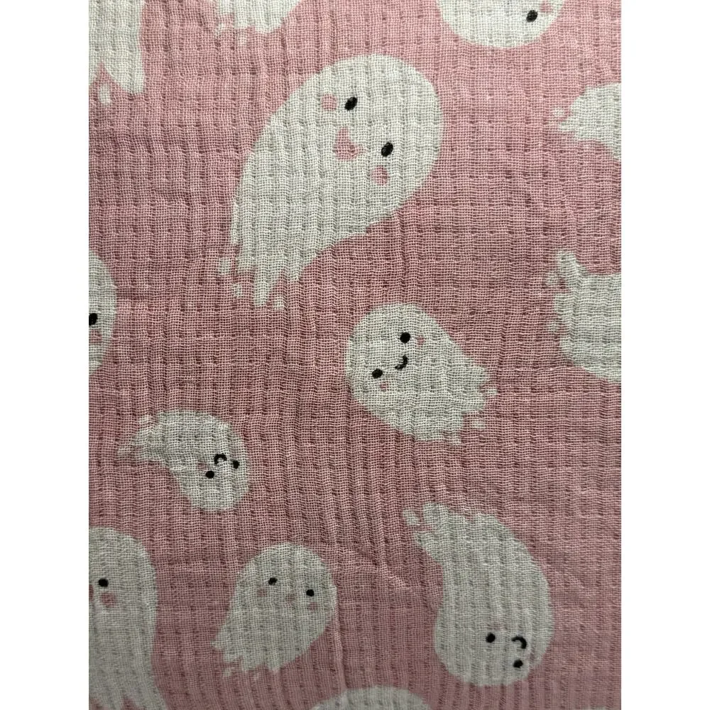 Cynthia Rowley Pink Ghost Halloween Pillow 20x20 Textured Fringed Removable